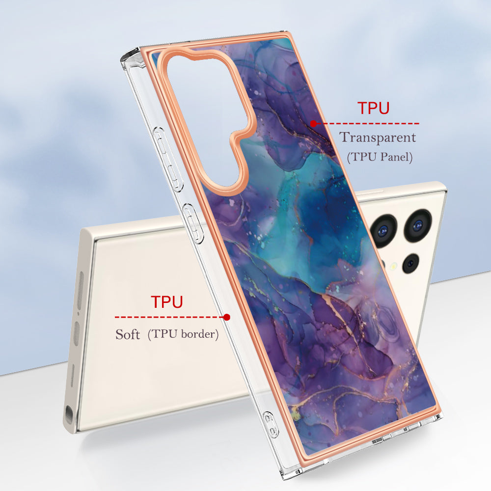 YB IMD Series-16 Style-E For Samsung Galaxy S24 Ultra Electroplating Case Soft 2.0mm TPU Phone Cover - Purple