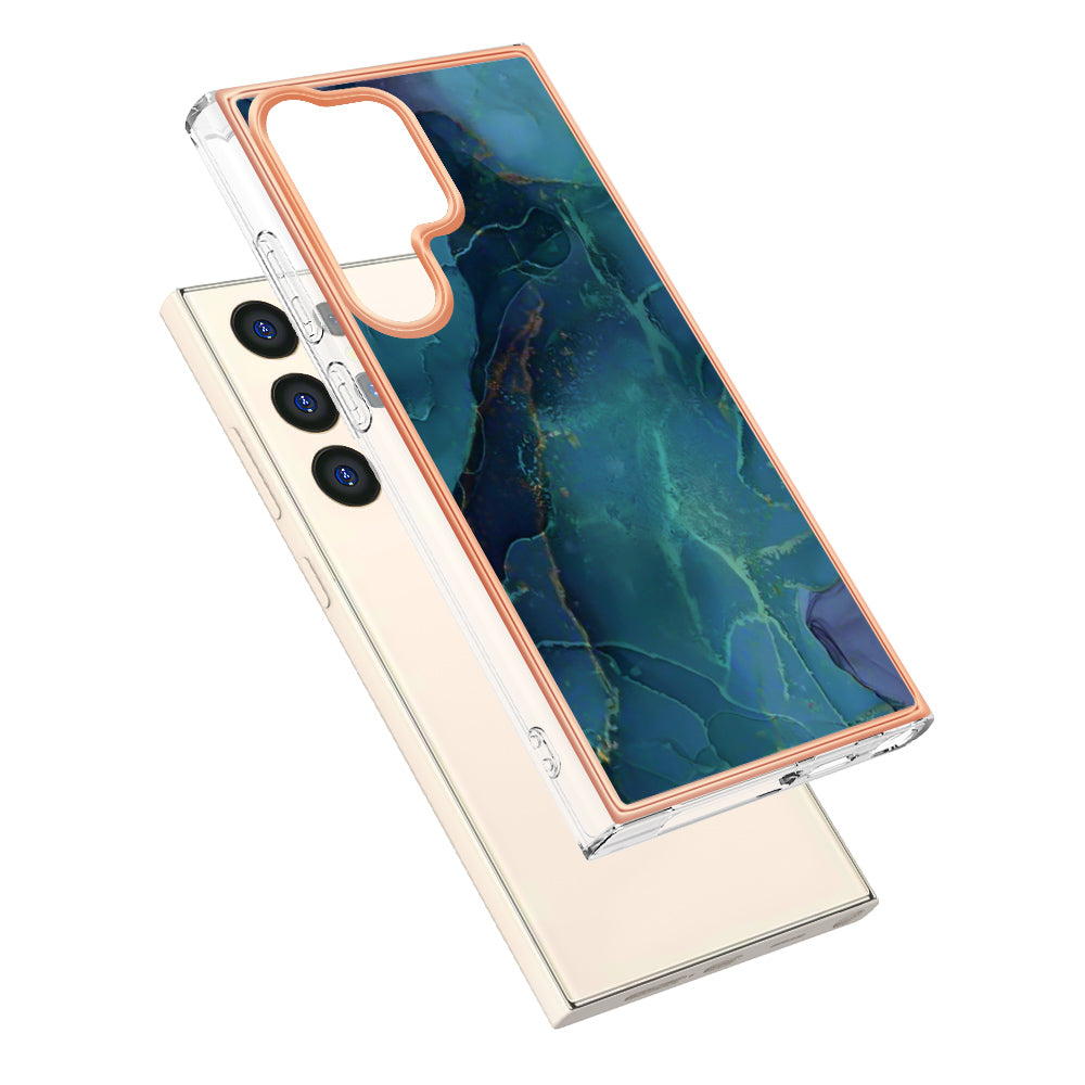 YB IMD Series-16 Style-E For Samsung Galaxy S24 Ultra Electroplating Case Soft 2.0mm TPU Phone Cover - Green