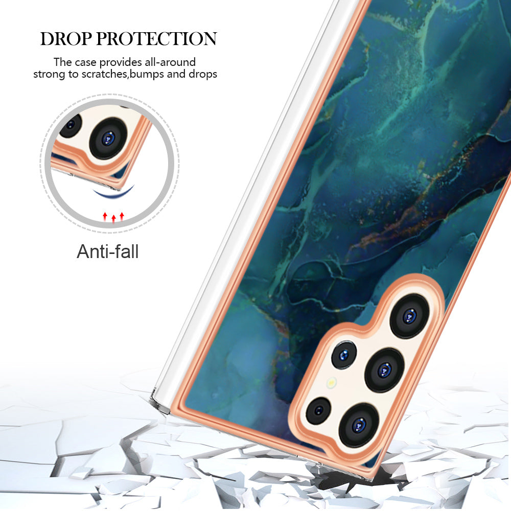 YB IMD Series-16 Style-E For Samsung Galaxy S24 Ultra Electroplating Case Soft 2.0mm TPU Phone Cover - Green