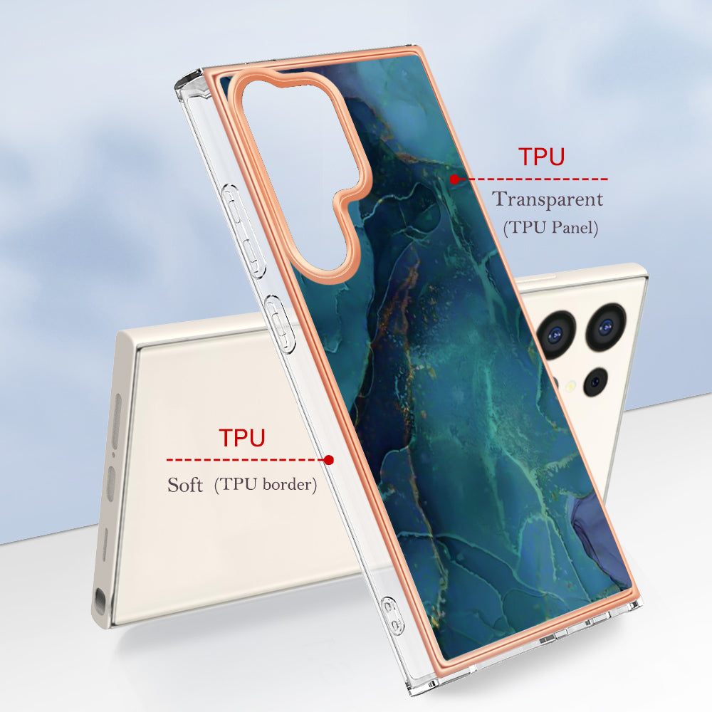 YB IMD Series-16 Style-E For Samsung Galaxy S24 Ultra Electroplating Case Soft 2.0mm TPU Phone Cover - Green