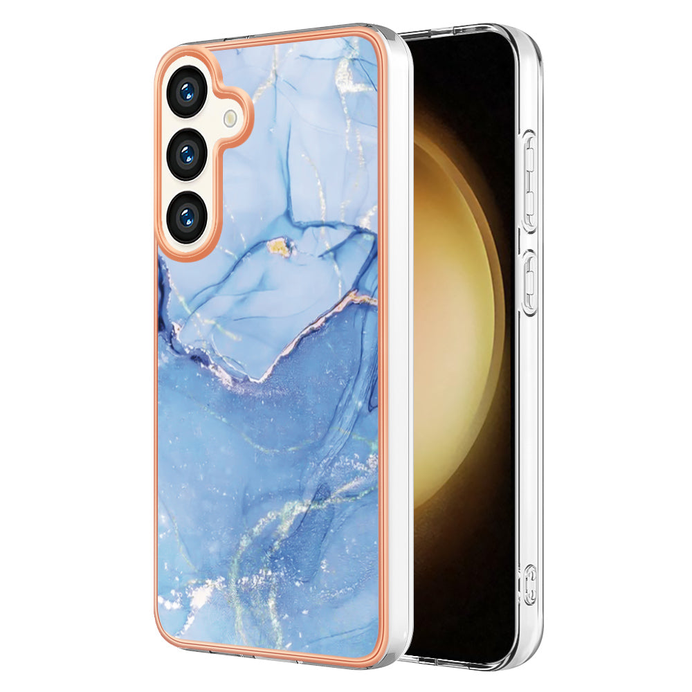 YB IMD Series-16 Style-E For Samsung Galaxy S24+ TPU 2.0mm Phone Case Electroplating Cover - Blue
