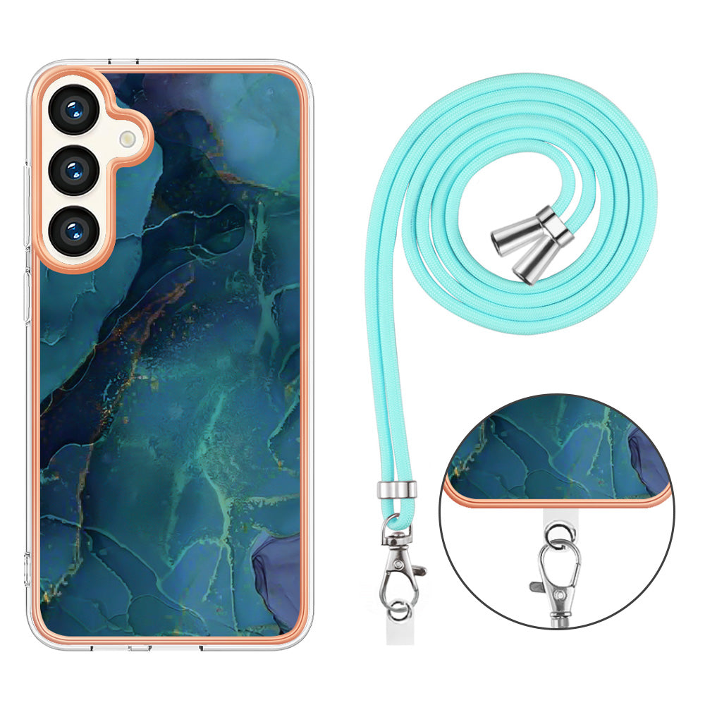 YB IMD Series-18 Style E for Samsung Galaxy S24 Crossbody Case 2.0mm TPU Electroplating Phone Cover - Green