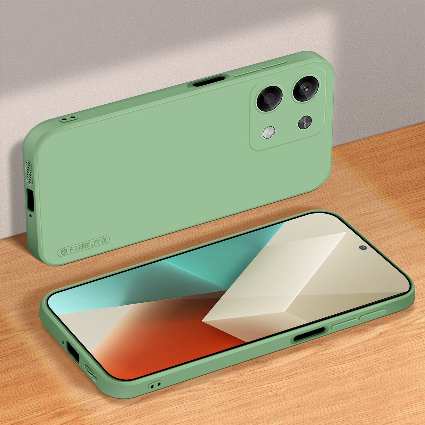 PINWUYO JK Touching Series for Xiaomi Redmi Note 13 5G Case Anti-scratch Soft TPU Cover - Matcha Green