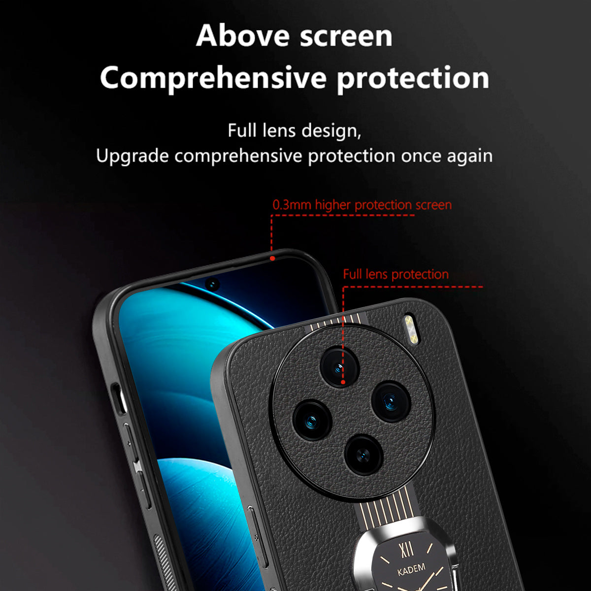 KADEM For vivo X100 Pro 5G Cell Phone Cases Electroplating Back Cover with Kickstand - Orange