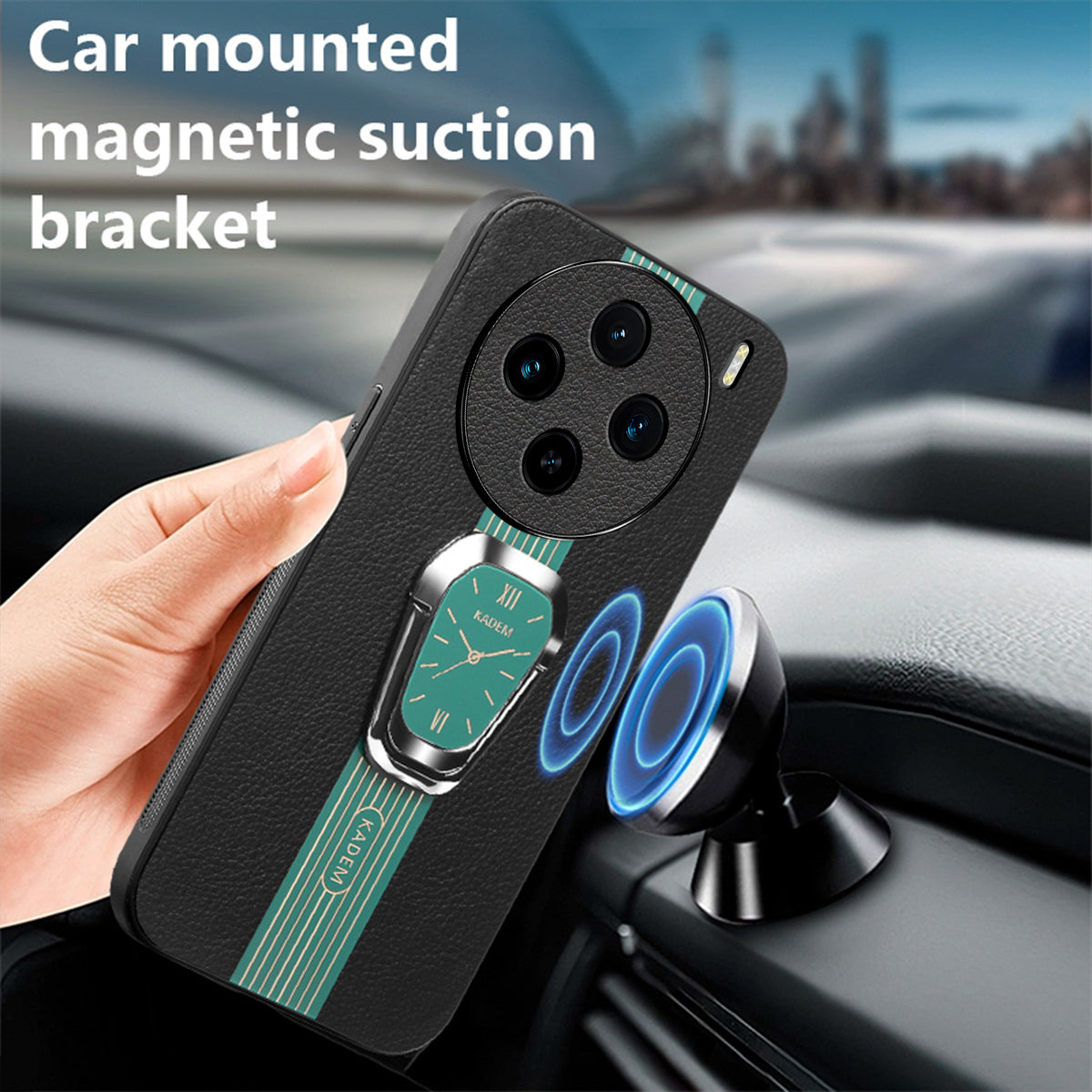 KADEM For vivo X100 Pro 5G Cell Phone Cases Electroplating Back Cover with Kickstand - Green