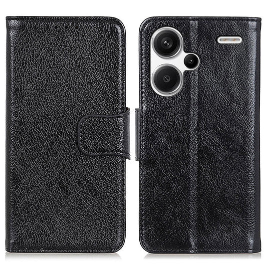 For Xiaomi Redmi Note 13 Pro+ 5G Case Nappa Texture Split Leather Phone Shell - Black