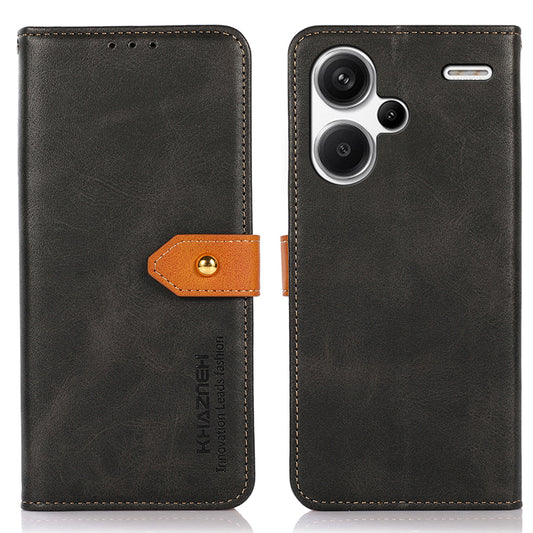 KHAZNEH For Xiaomi Redmi Note 13 Pro+ 5G Cell Phone Case PU Leather Phone Cover Shell - Black