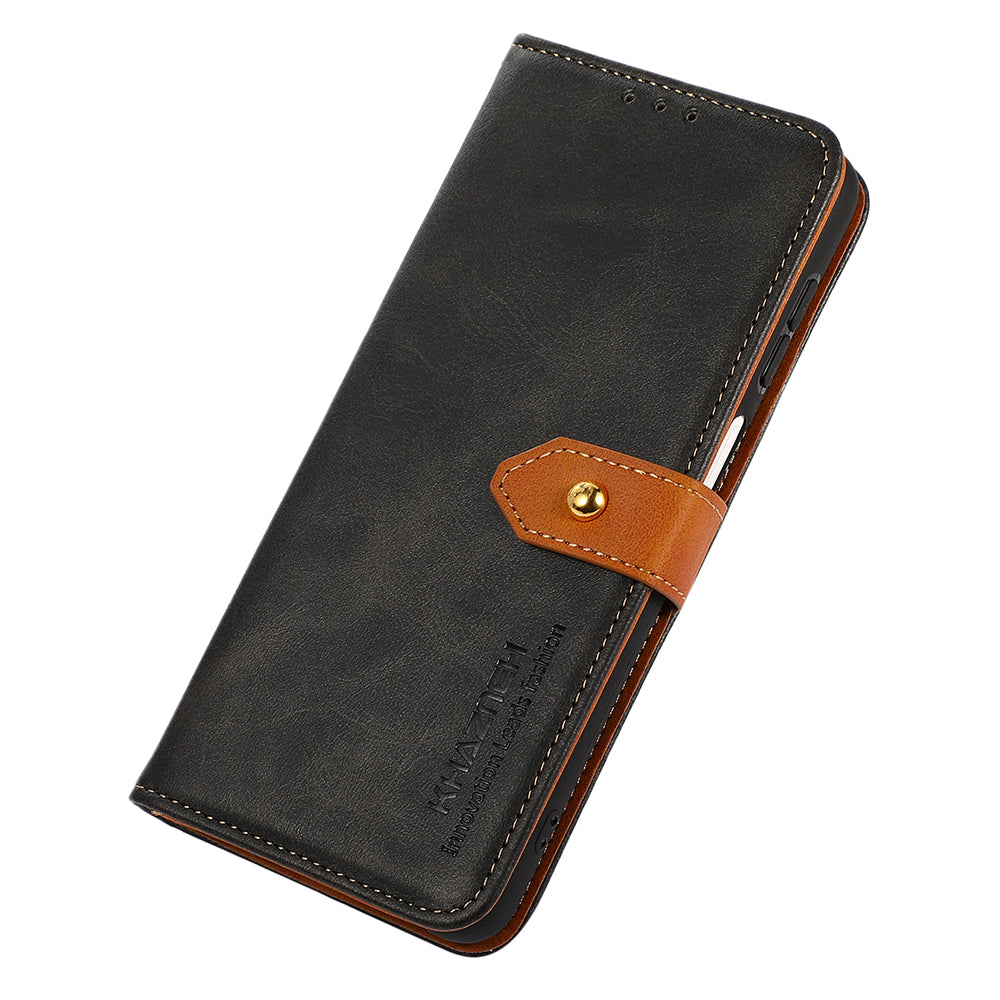 KHAZNEH For Xiaomi Redmi Note 13 Pro+ 5G Cell Phone Case PU Leather Phone Cover Shell - Black