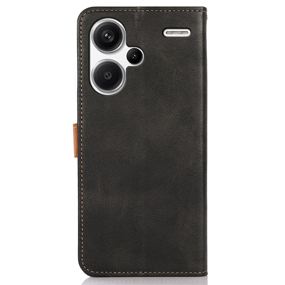 KHAZNEH For Xiaomi Redmi Note 13 Pro+ 5G Cell Phone Case PU Leather Phone Cover Shell - Black