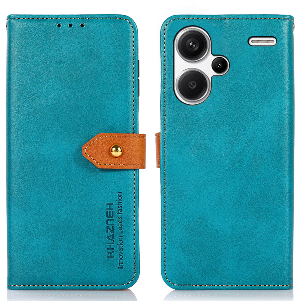 KHAZNEH For Xiaomi Redmi Note 13 Pro+ 5G Cell Phone Case PU Leather Phone Cover Shell - Blue