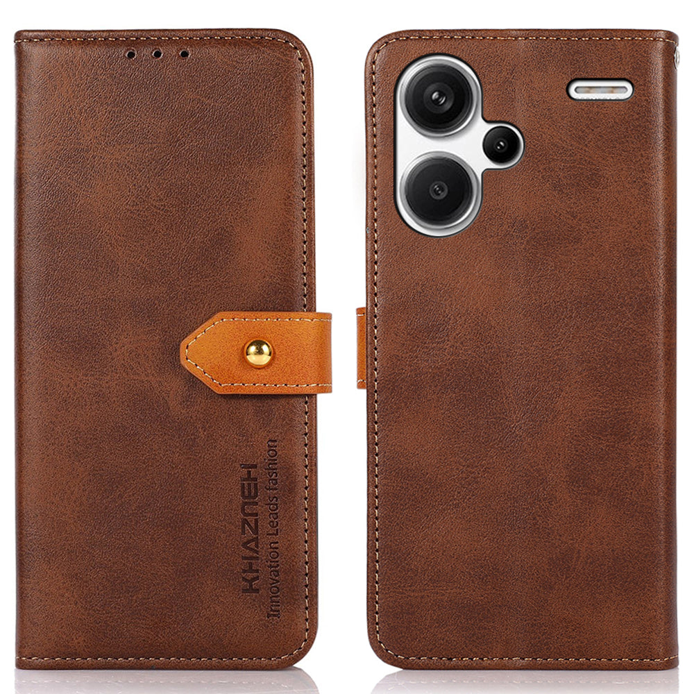 KHAZNEH For Xiaomi Redmi Note 13 Pro+ 5G Cell Phone Case PU Leather Phone Cover Shell - Brown