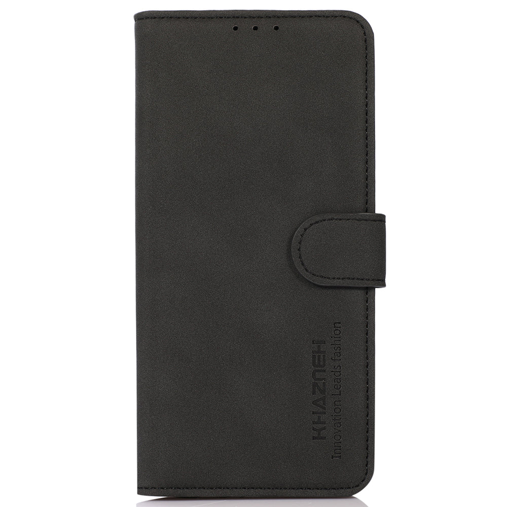KHAZNEH For Xiaomi Redmi Note 13 Pro+ 5G Cell Phone Case Anti-scratch PU Leather Flip Cover - Black