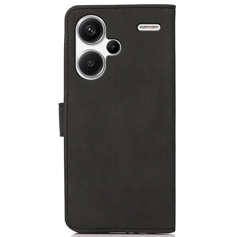 KHAZNEH For Xiaomi Redmi Note 13 Pro+ 5G Cell Phone Case Anti-scratch PU Leather Flip Cover - Black