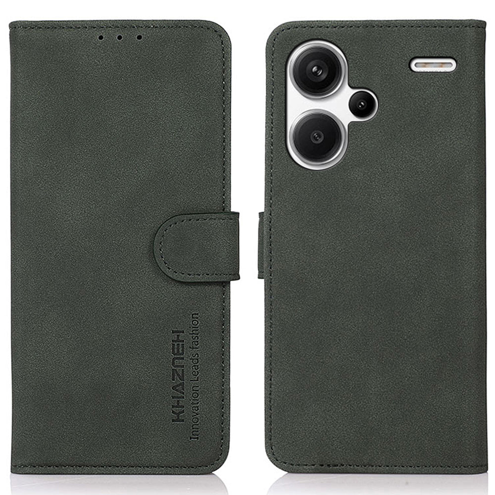 KHAZNEH For Xiaomi Redmi Note 13 Pro+ 5G Cell Phone Case Anti-scratch PU Leather Flip Cover - Green