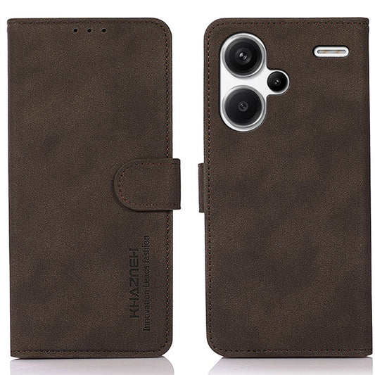 KHAZNEH For Xiaomi Redmi Note 13 Pro+ 5G Cell Phone Case Anti-scratch PU Leather Flip Cover - Brown