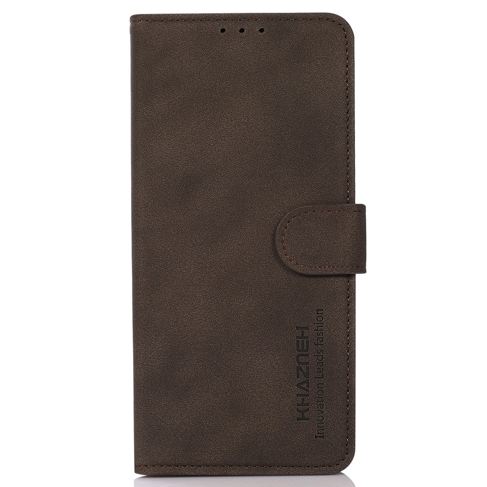 KHAZNEH For Xiaomi Redmi Note 13 Pro+ 5G Cell Phone Case Anti-scratch PU Leather Flip Cover - Brown