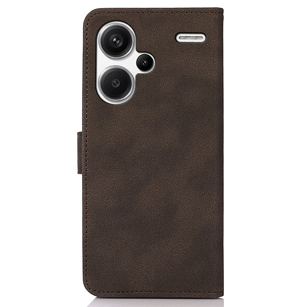 KHAZNEH For Xiaomi Redmi Note 13 Pro+ 5G Cell Phone Case Anti-scratch PU Leather Flip Cover - Brown
