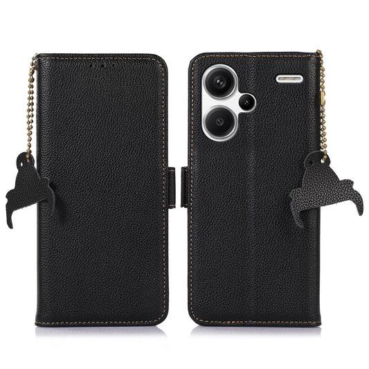 For Xiaomi Redmi Note 13 Pro+ 5G Cell Phone Case RFID Blocking Wallet Stand Cover - Black