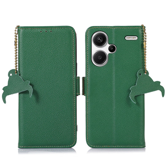 For Xiaomi Redmi Note 13 Pro+ 5G Cell Phone Case RFID Blocking Wallet Stand Cover - Green