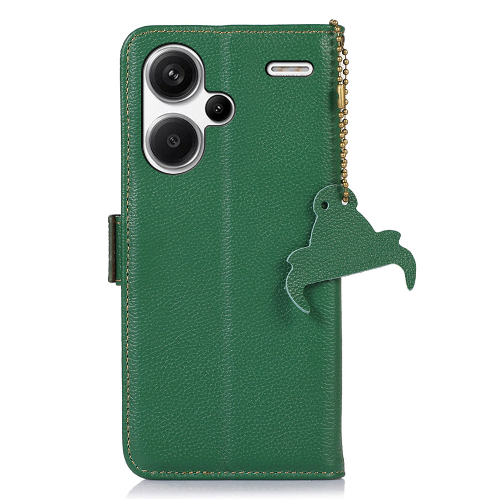 For Xiaomi Redmi Note 13 Pro+ 5G Cell Phone Case RFID Blocking Wallet Stand Cover - Green