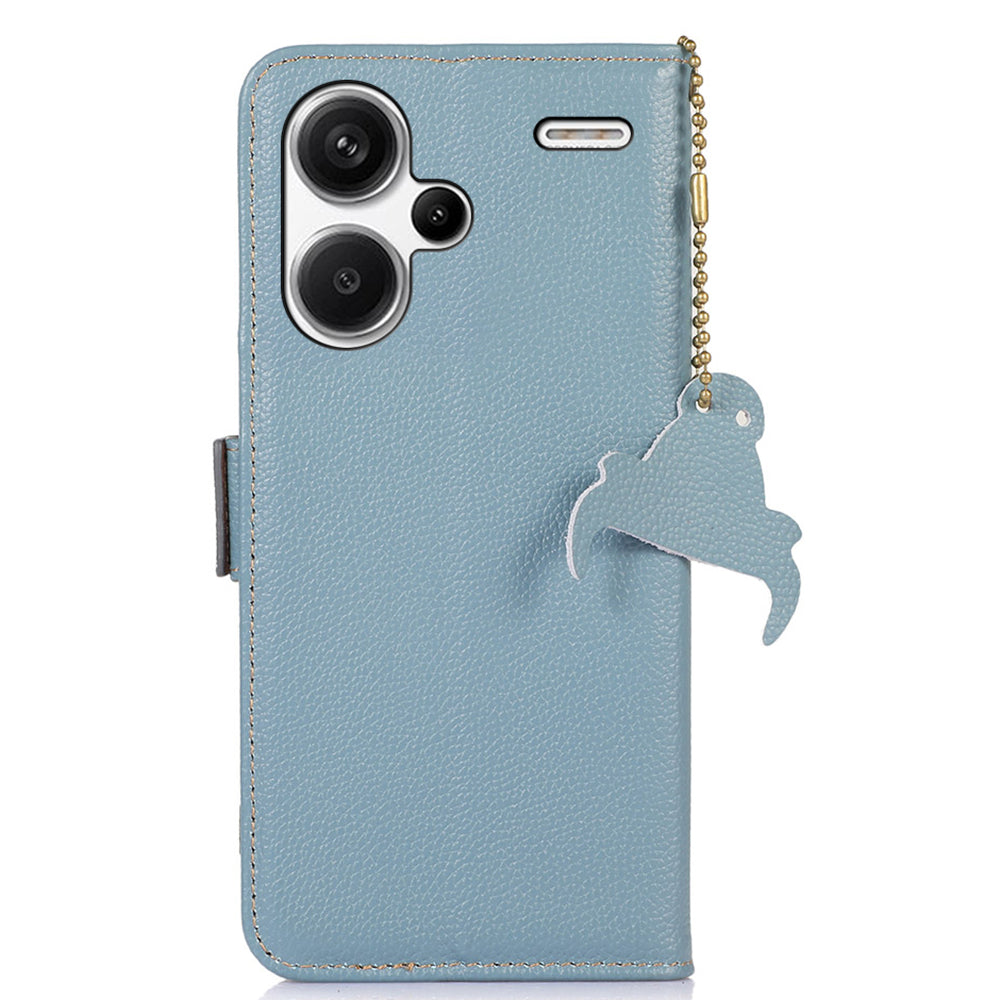 For Xiaomi Redmi Note 13 Pro+ 5G Cell Phone Case RFID Blocking Wallet Stand Cover - Blue