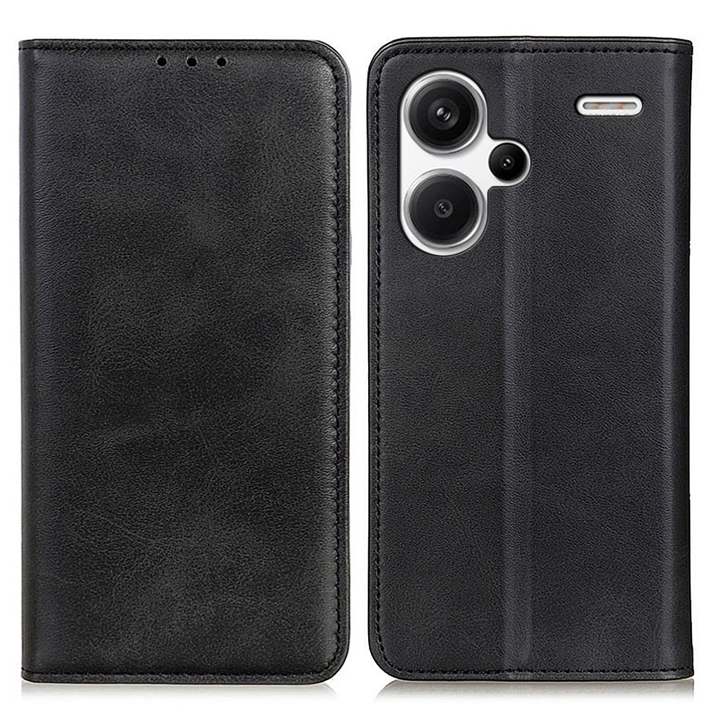 For Xiaomi Redmi Note 13 Pro+ 5G Cell Phone Cases Split Leather Wallet Cover - Black