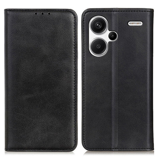 For Xiaomi Redmi Note 13 Pro+ 5G Cell Phone Cases Split Leather Wallet Cover - Black