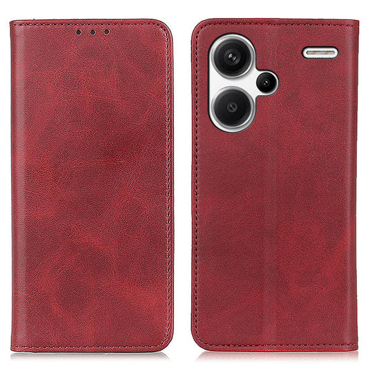 For Xiaomi Redmi Note 13 Pro+ 5G Cell Phone Cases Split Leather Wallet Cover - Red