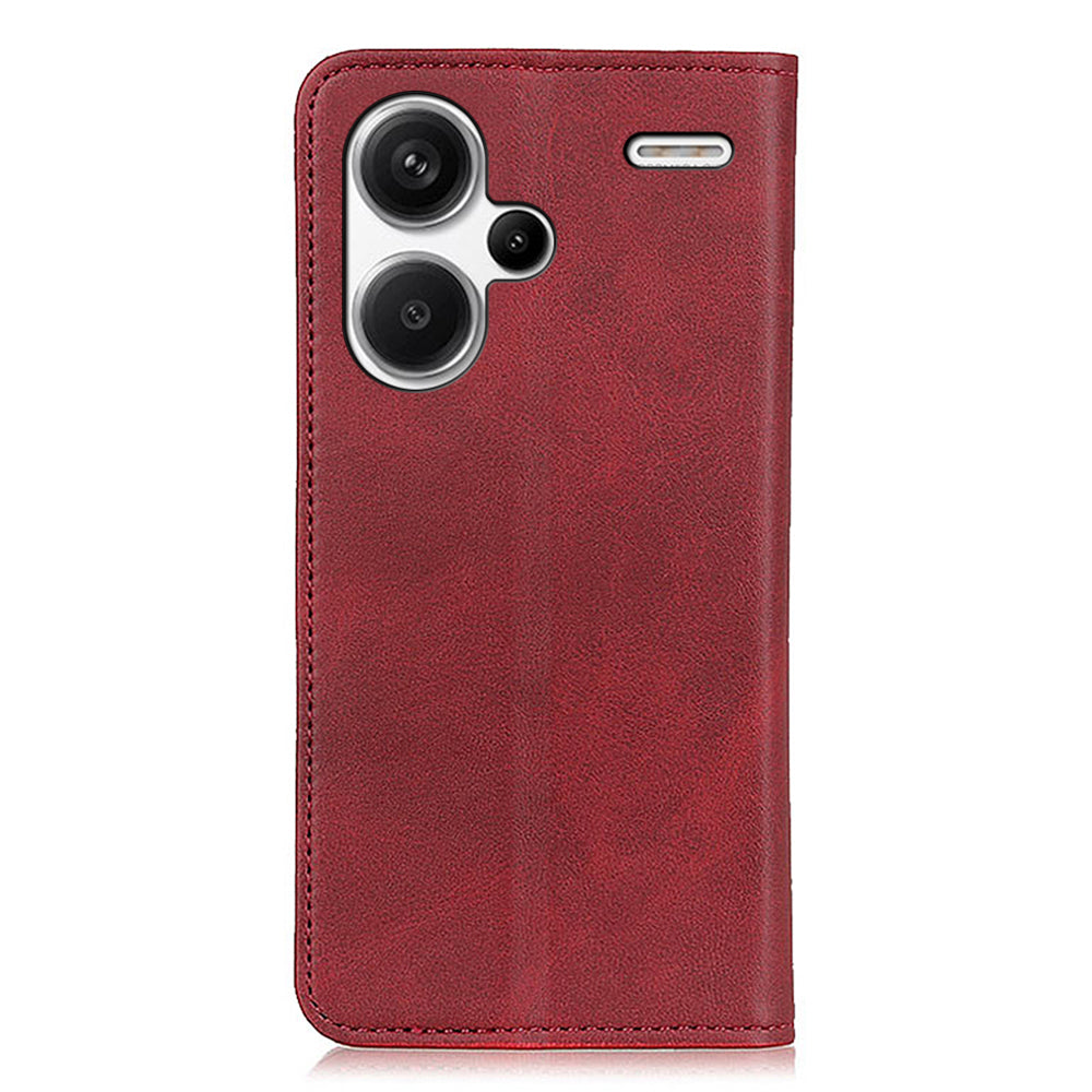 For Xiaomi Redmi Note 13 Pro+ 5G Cell Phone Cases Split Leather Wallet Cover - Red