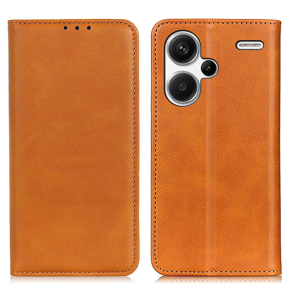 For Xiaomi Redmi Note 13 Pro+ 5G Cell Phone Cases Split Leather Wallet Cover - Brown