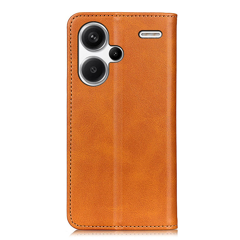 For Xiaomi Redmi Note 13 Pro+ 5G Cell Phone Cases Split Leather Wallet Cover - Brown