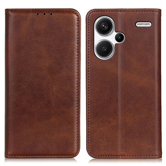 For Xiaomi Redmi Note 13 Pro+ 5G Cell Phone Cases Split Leather Wallet Cover - Coffee