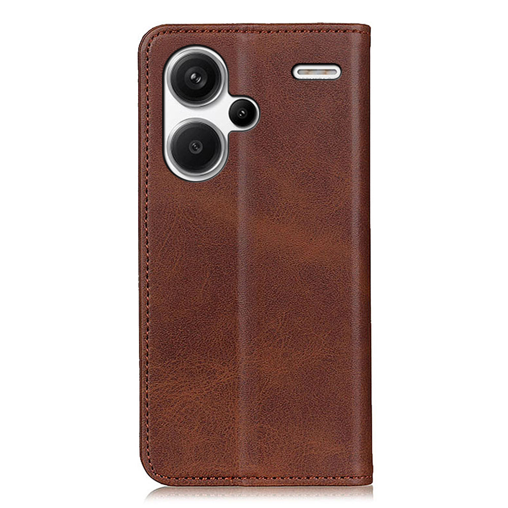 For Xiaomi Redmi Note 13 Pro+ 5G Cell Phone Cases Split Leather Wallet Cover - Coffee