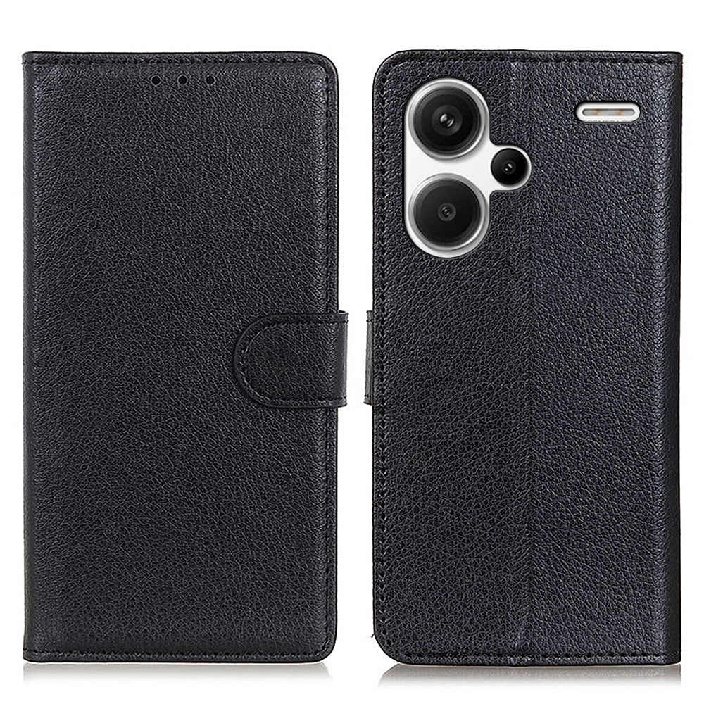 For Xiaomi Redmi Note 13 Pro+ 5G Cell Phone Case Drop-proof Leather Wallet Cover - Black