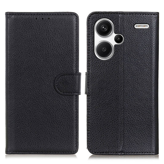 For Xiaomi Redmi Note 13 Pro+ 5G Cell Phone Case Drop-proof Leather Wallet Cover - Black