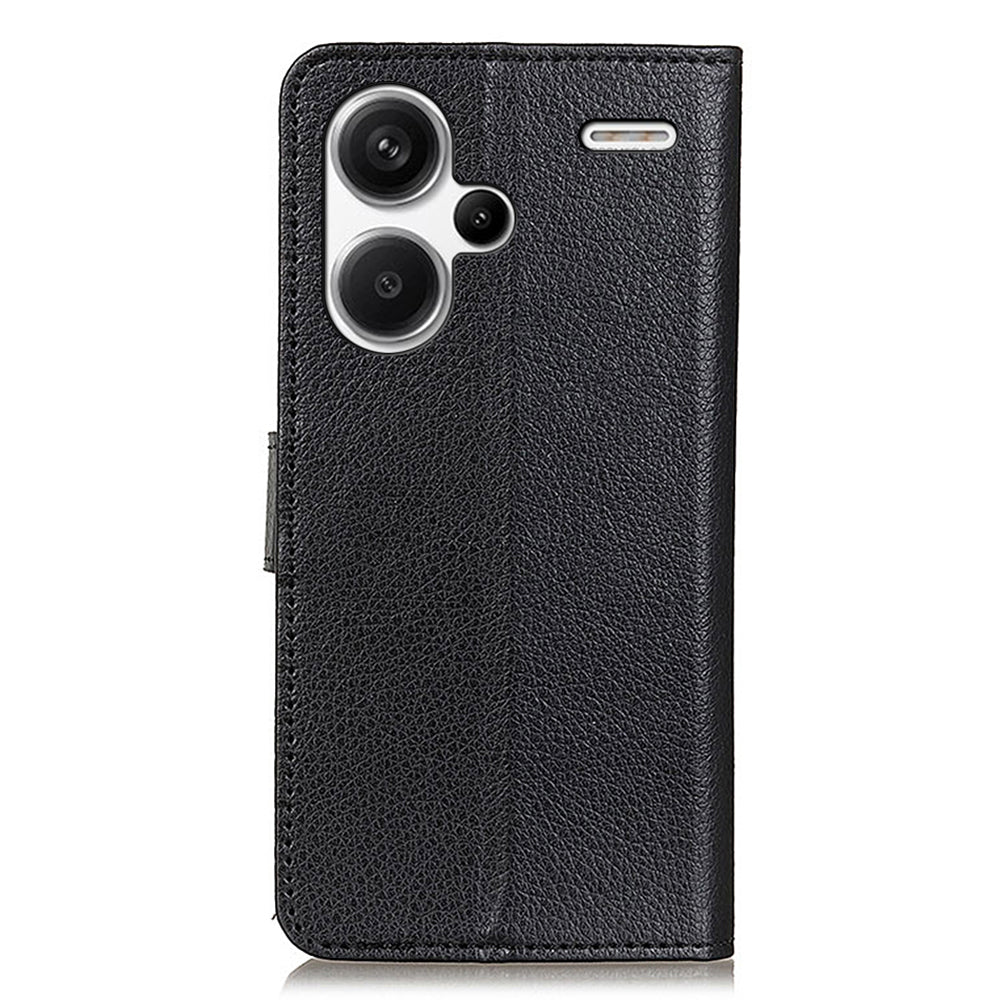 For Xiaomi Redmi Note 13 Pro+ 5G Cell Phone Case Drop-proof Leather Wallet Cover - Black