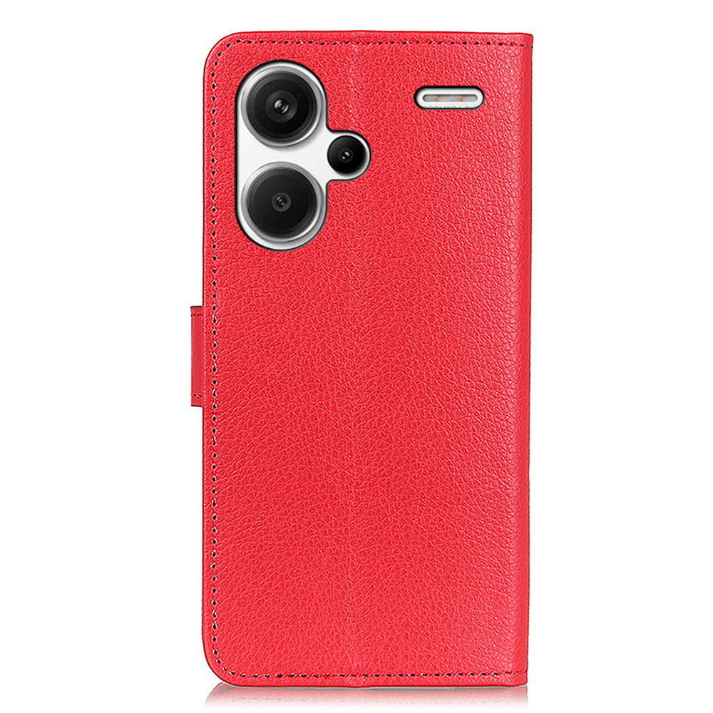 For Xiaomi Redmi Note 13 Pro+ 5G Cell Phone Case Drop-proof Leather Wallet Cover - Red