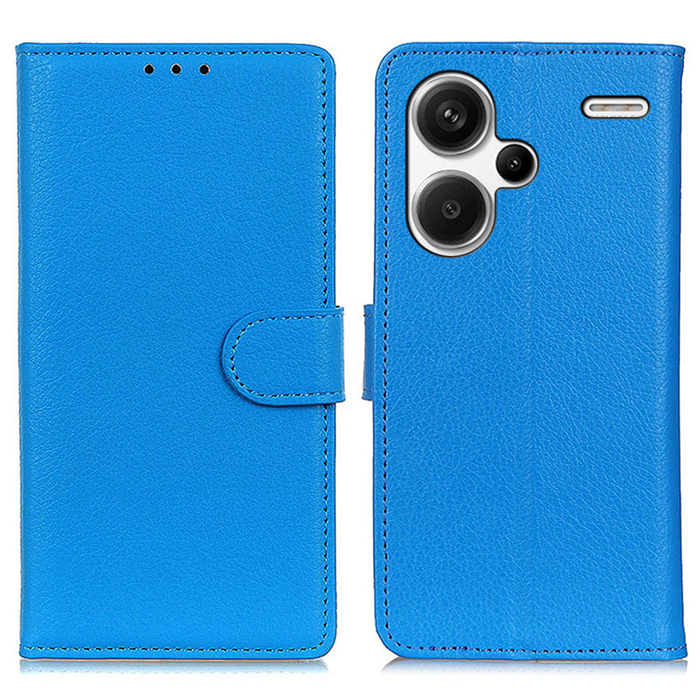 For Xiaomi Redmi Note 13 Pro+ 5G Cell Phone Case Drop-proof Leather Wallet Cover - Blue