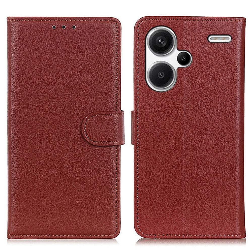 For Xiaomi Redmi Note 13 Pro+ 5G Cell Phone Case Drop-proof Leather Wallet Cover - Brown