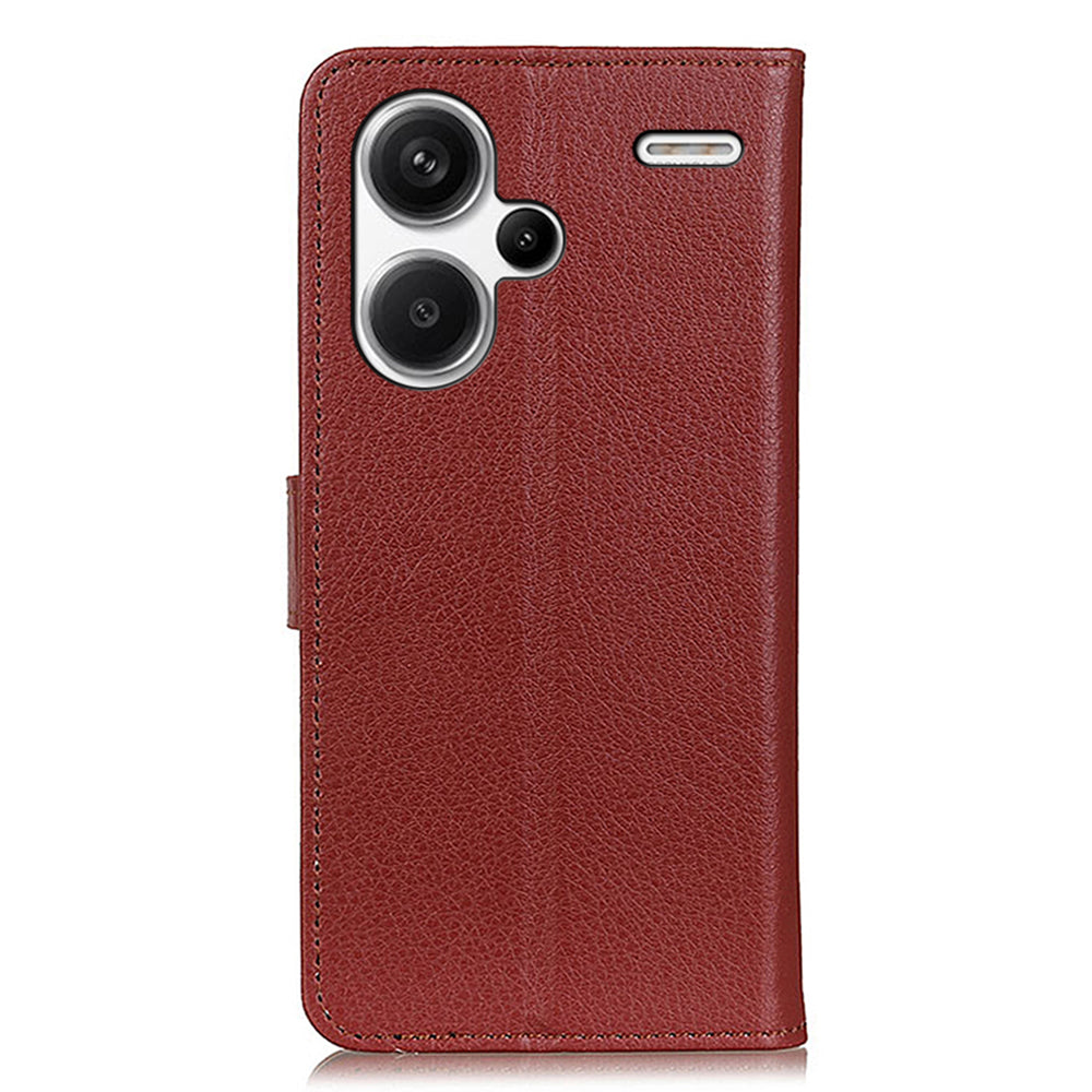 For Xiaomi Redmi Note 13 Pro+ 5G Cell Phone Case Drop-proof Leather Wallet Cover - Brown