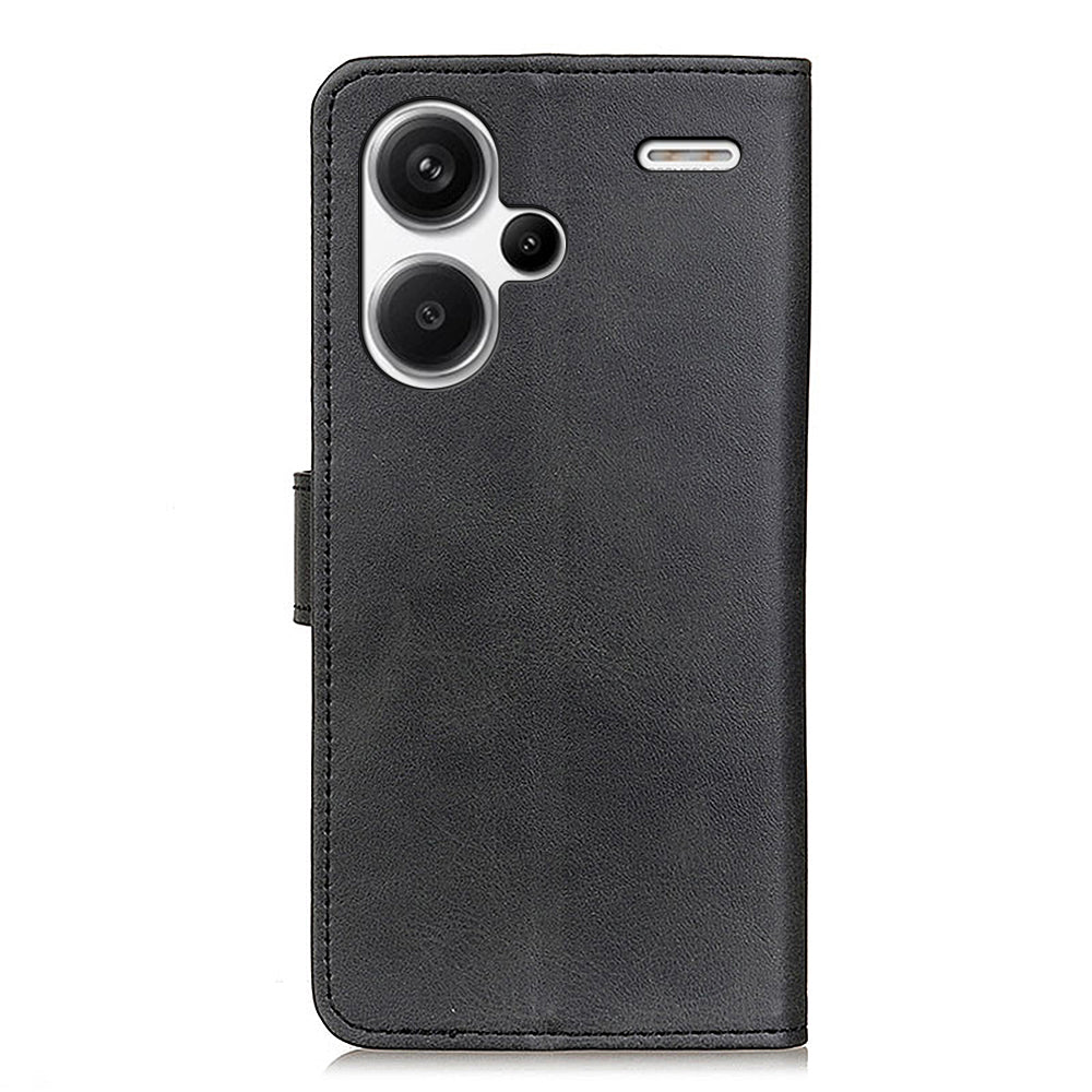 For Xiaomi Redmi Note 13 Pro+ 5G Cell Phone Cases Cowhide Texture Folio Flip PU Leather Cover - Black