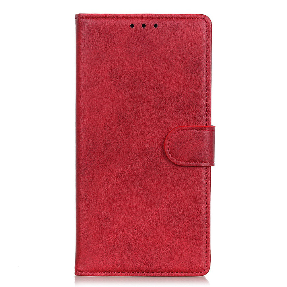 For Xiaomi Redmi Note 13 Pro+ 5G Cell Phone Cases Cowhide Texture Folio Flip PU Leather Cover - Red