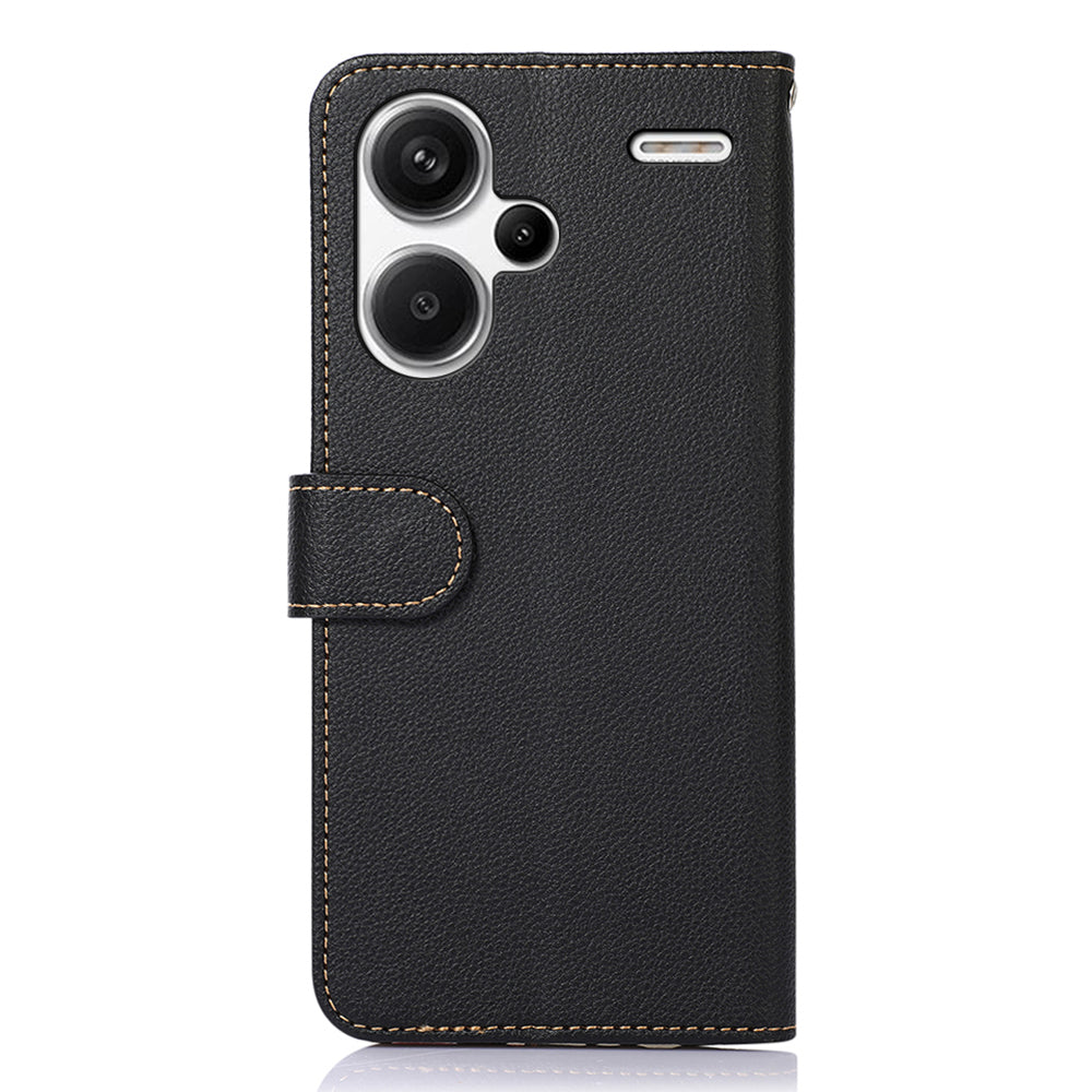 KHAZNEH For Xiaomi Redmi Note 13 Pro+ 5G RFID Blocking Cell Phone Cases Leather Cover - Black
