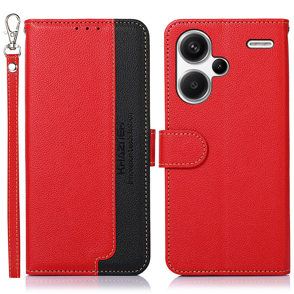 KHAZNEH For Xiaomi Redmi Note 13 Pro+ 5G RFID Blocking Cell Phone Cases Leather Cover - Red