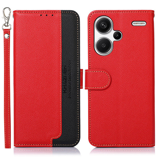 KHAZNEH For Xiaomi Redmi Note 13 Pro+ 5G RFID Blocking Cell Phone Cases Leather Cover - Red