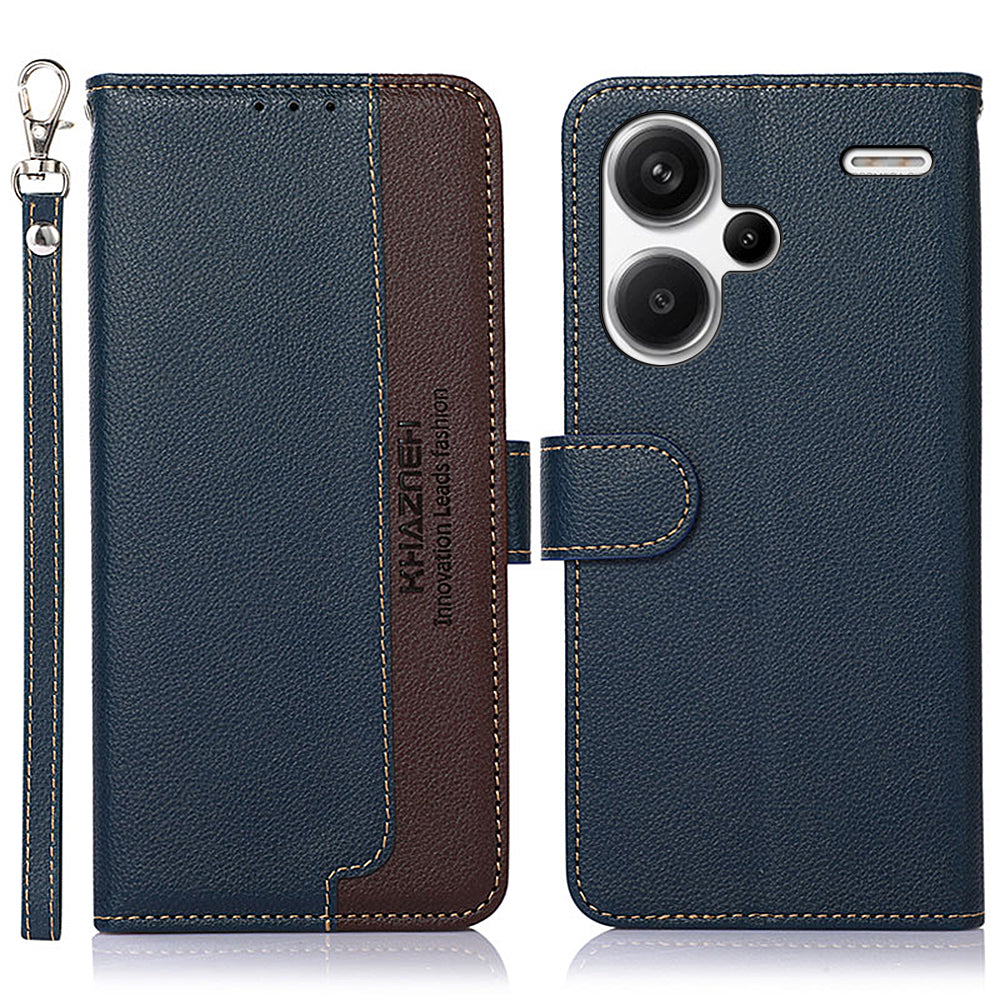 KHAZNEH For Xiaomi Redmi Note 13 Pro+ 5G RFID Blocking Cell Phone Cases Leather Cover - Blue