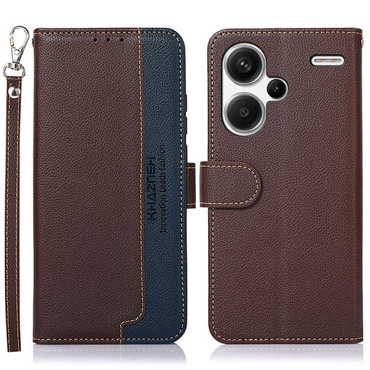 KHAZNEH For Xiaomi Redmi Note 13 Pro+ 5G RFID Blocking Cell Phone Cases Leather Cover - Brown