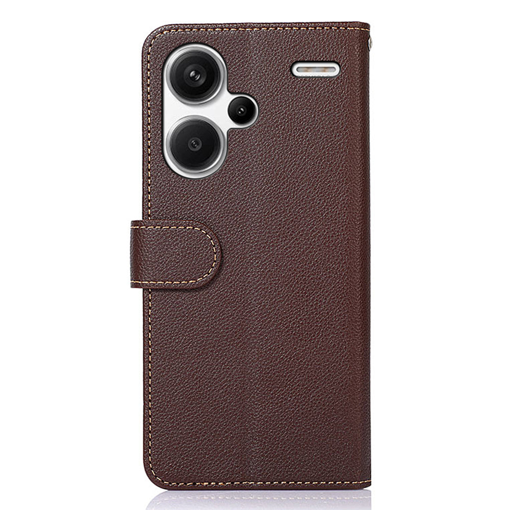 KHAZNEH For Xiaomi Redmi Note 13 Pro+ 5G RFID Blocking Cell Phone Cases Leather Cover - Brown