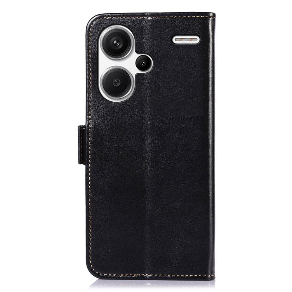 ABEEL For Xiaomi Redmi Note 13 Pro+ 5G Cell Phone Case PU Leather Wallet Cover - Black