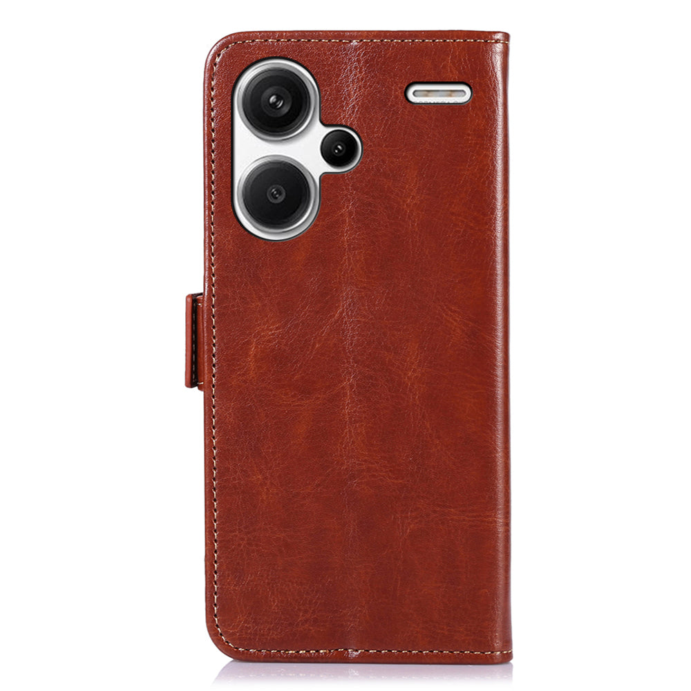 ABEEL For Xiaomi Redmi Note 13 Pro+ 5G Cell Phone Case PU Leather Wallet Cover - Brown